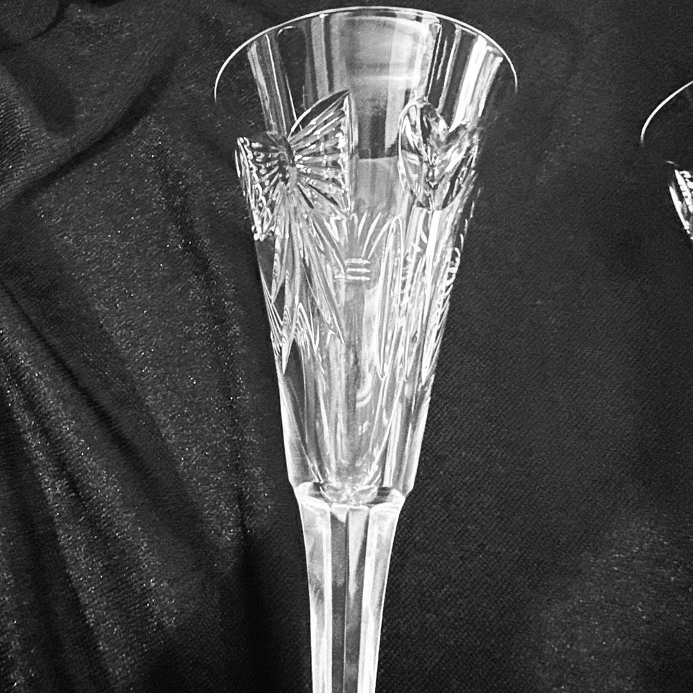 2 Waterford Crystal Millennium Collection Champagne Flutes Set of 2 Signed 9.25